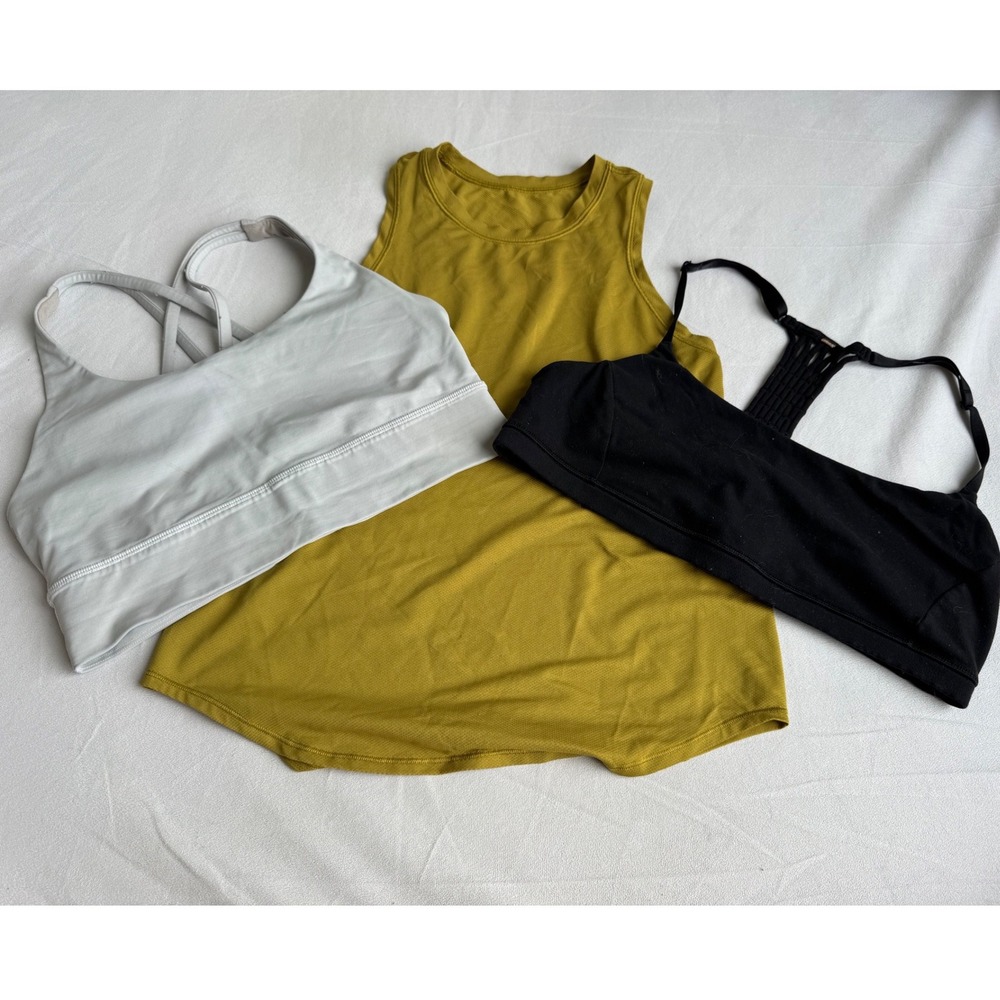 Lululemon Activewear Bundle Size 10 Sport Bra Free To Be Bra Yellow Tank Set